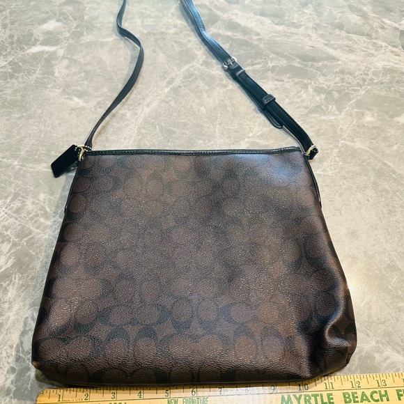 Coach File Monogram Elegant Crossbody Messenger Purse Handbag Brown & Black - Picture 2 of 8